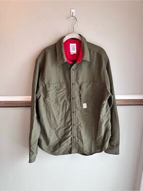 Topo Designs Nylon Breaker Shirt Jacket Snap Forest Service Green